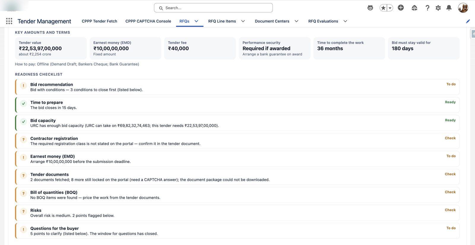 Readiness checklist – Agentforce government tender management in Salesforce