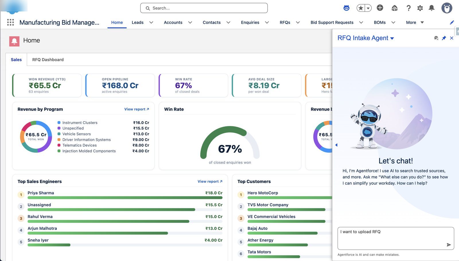 RFQ Intake Agent inside Salesforce – Agentforce government tender management in Salesforce