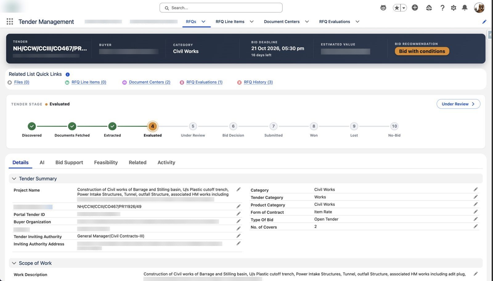 A tender understood at a glance – Agentforce government tender management in Salesforce