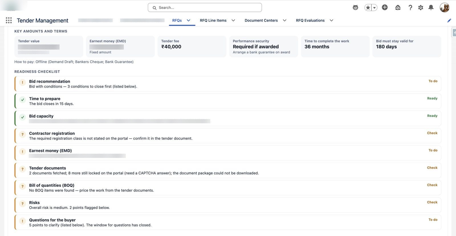 Readiness checklist – Agentforce government tender management in Salesforce