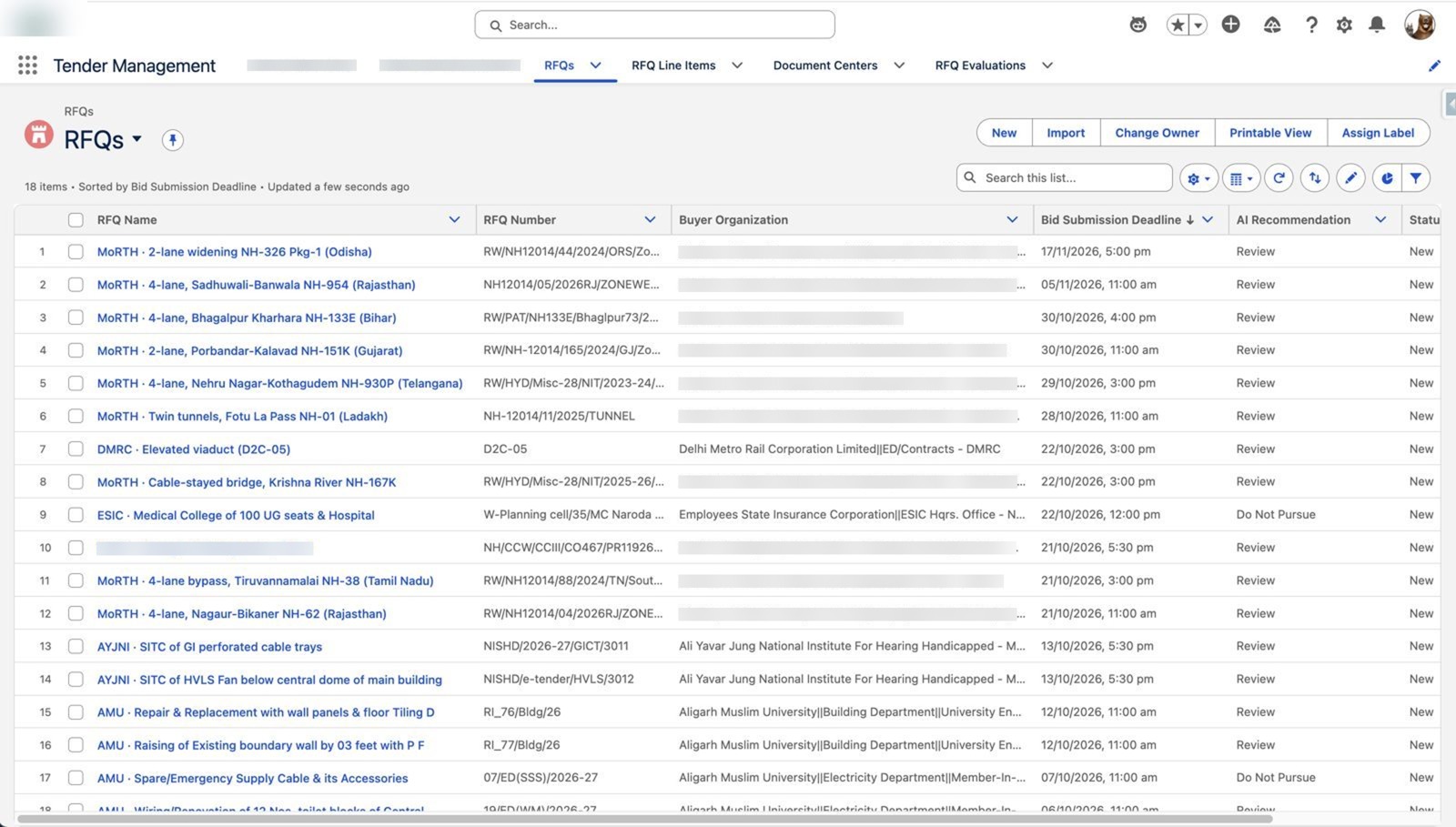 One sorted tender pipeline – Agentforce government tender management in Salesforce